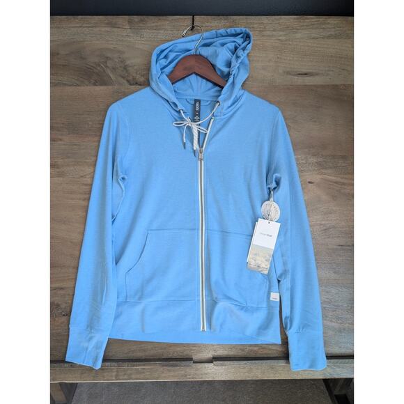 Vuori Halo Performance Hoodie 2.0 Womens XS Light Blue Spring Heather Zip-Up NWT - Picture 1 of 5